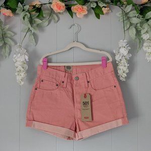 NEW | Levi's | Mid-Rise 501 Pink Denim Shorts | 26
